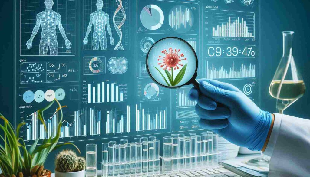 A graphical representation of the linkage of biology with other fields of study, featuring connections between biological data and disciplines like physics, chemistry, and technology, showcasing interdisciplinary collaboration and scientific advancements.